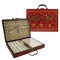 WE Games Traditional Chinese Mahjong Set Travel Size, Red Leatherette Travel Case with Ornate Dragon Design, 144 Tiles 24mm White Tiles